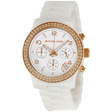 michael kors white ceramic watch women& 39|Michael Kors white ceramic watch.